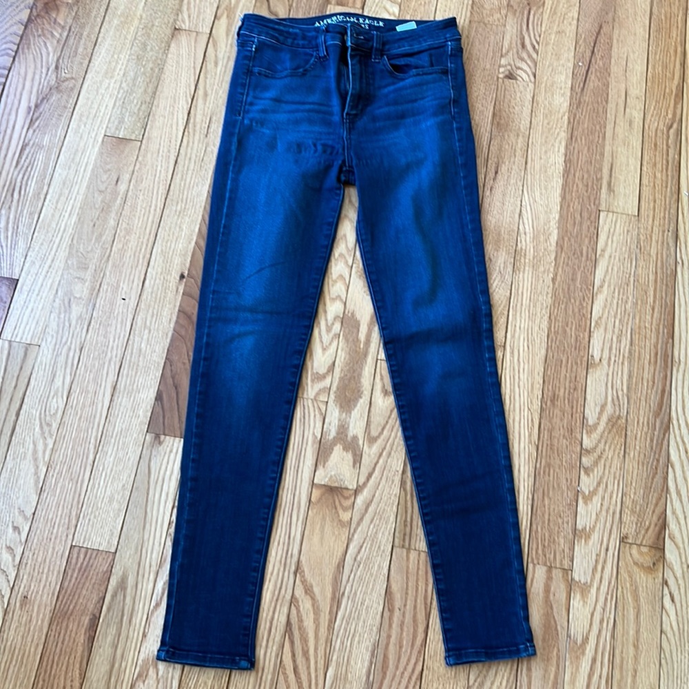 American Eagle super super stretch hi rise jeggings, denim, Size 4